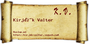 Kirják Valter névjegykártya